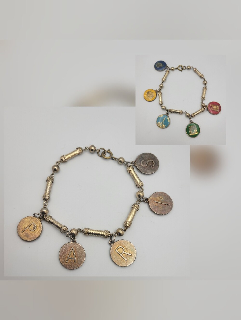 Personalized Initial Charm Bracelet - Gold Tone - P A R I S